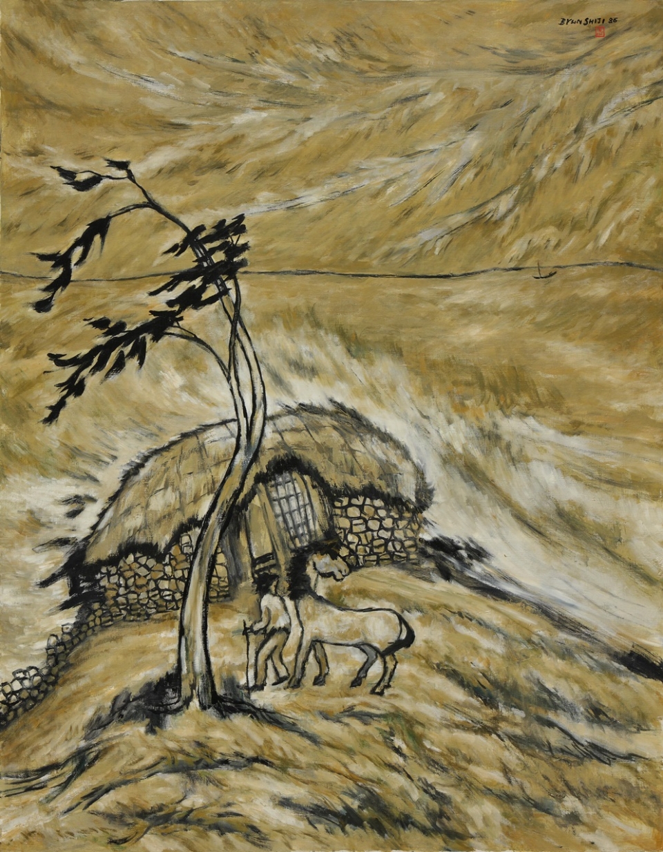 ▲ 변시지,풍파,145x112cm,캔버스에 유화,1986,양화. 사진=제주도립미술관.
