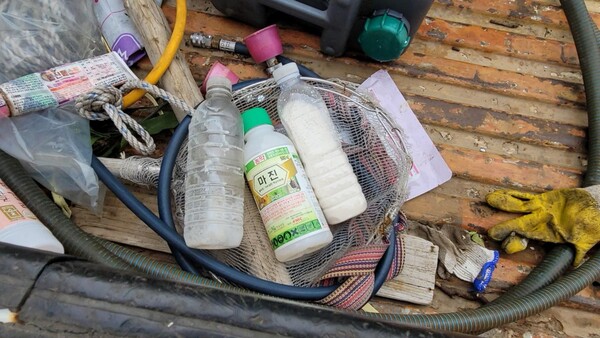 피의자 차량에서 확인된 살충제 성분의 농약. : 자치경찰단